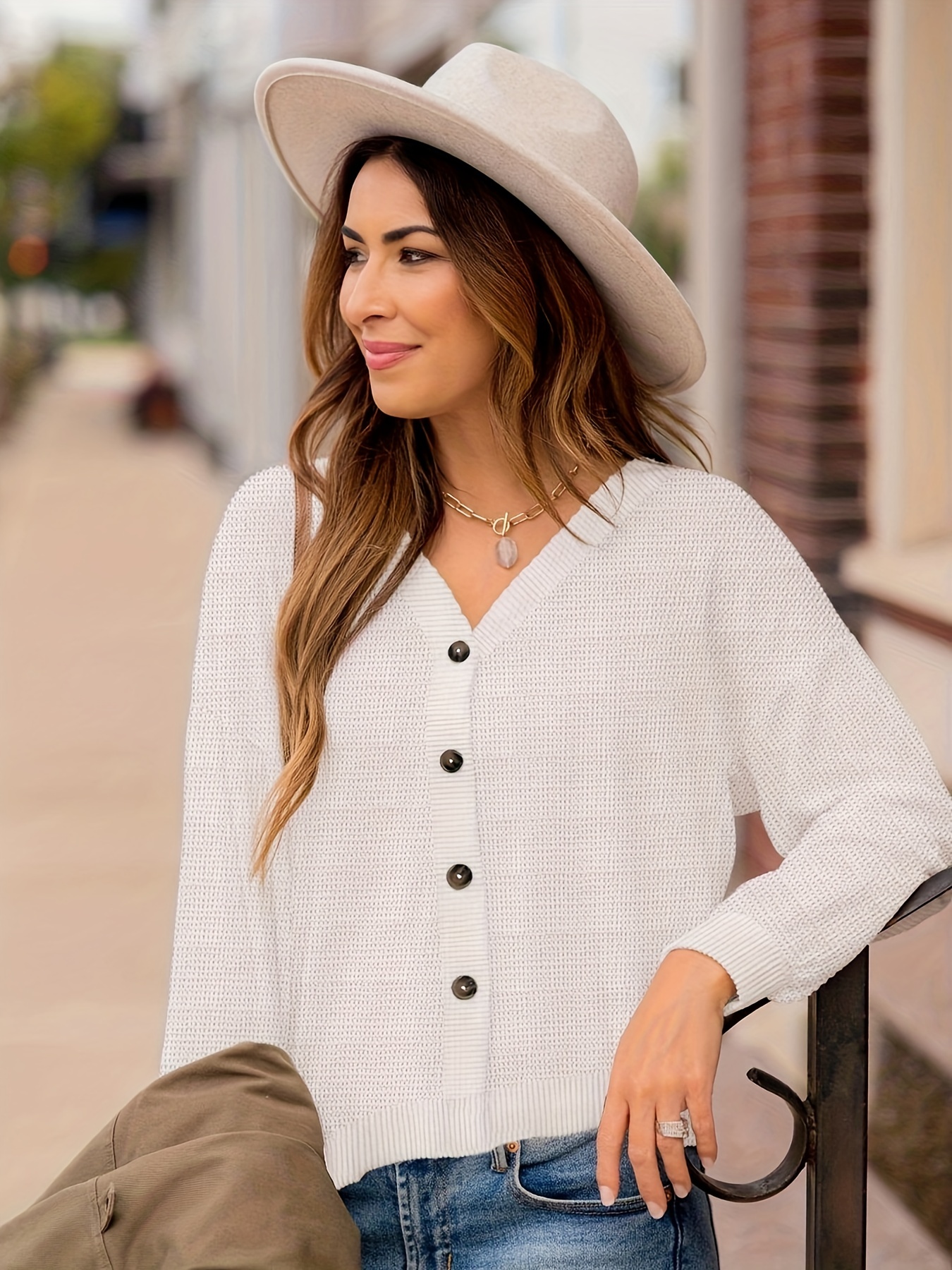 White sale button sweater