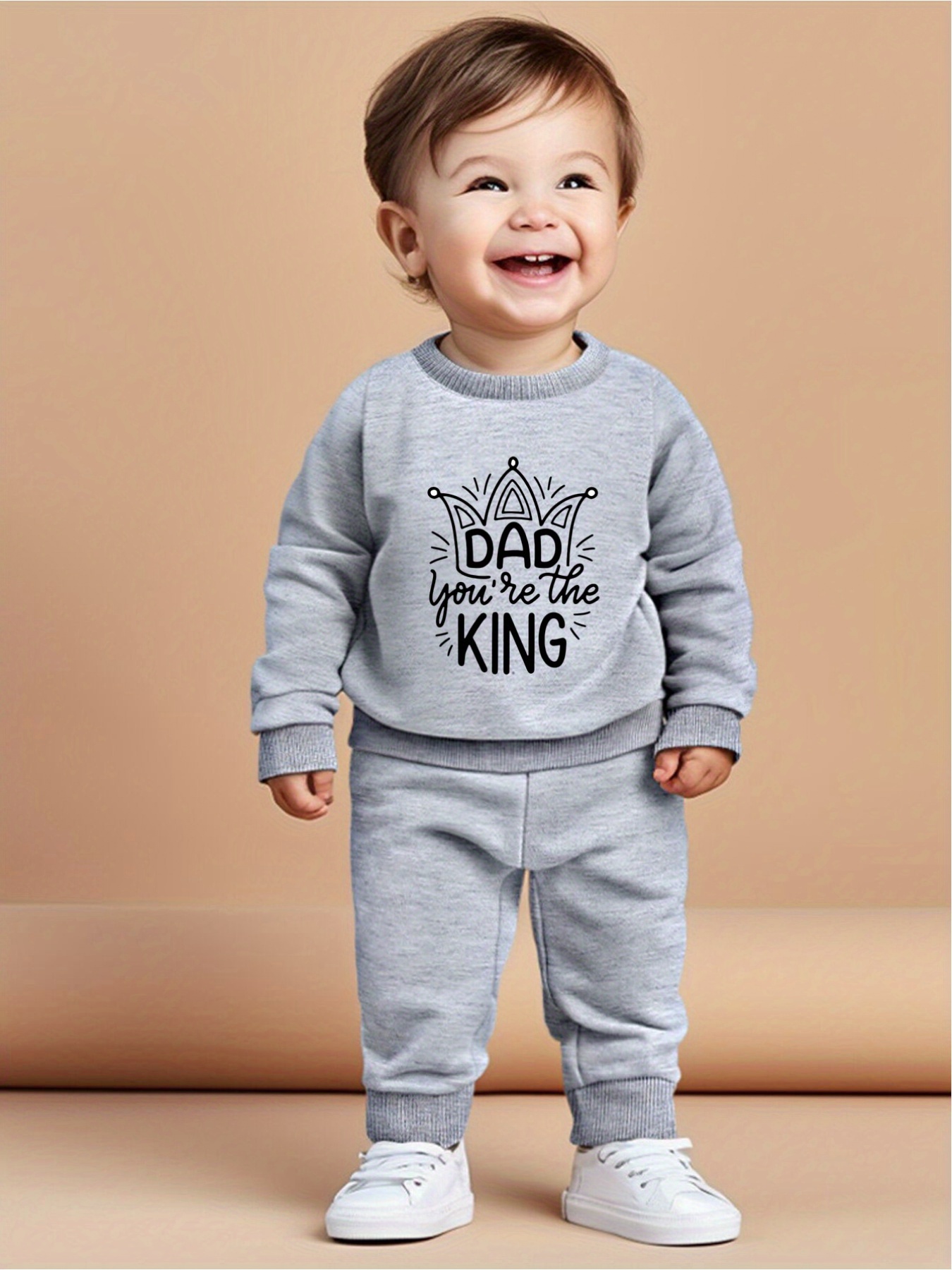 Baby Boys Cute Matching Sweatsuit Dad + Print Sweatshirt - Temu Canada