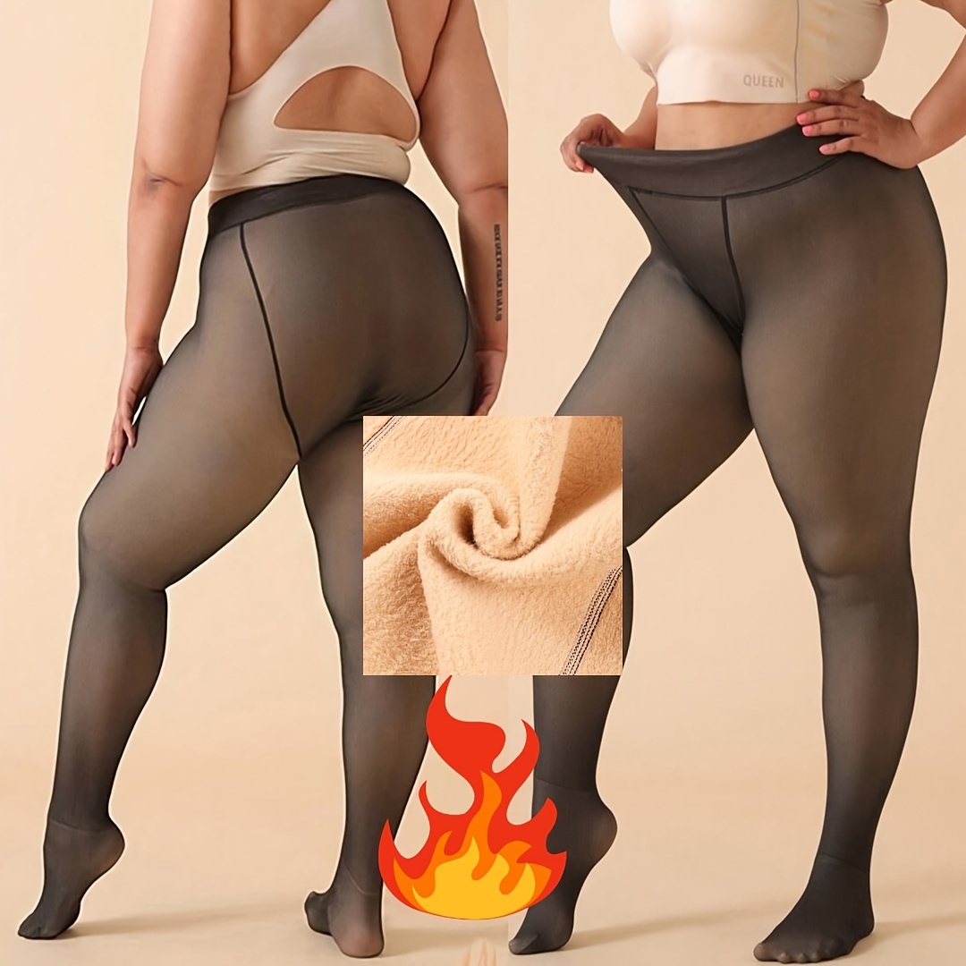 Plus Size Casual Pantyhose Women's Plus Fleece Liner Thermal