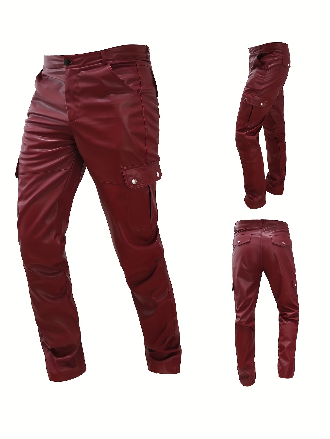 Pantaloni Finta Pelle Uomo Slim Fit Man PU Leather Pants PAMAN01 P
