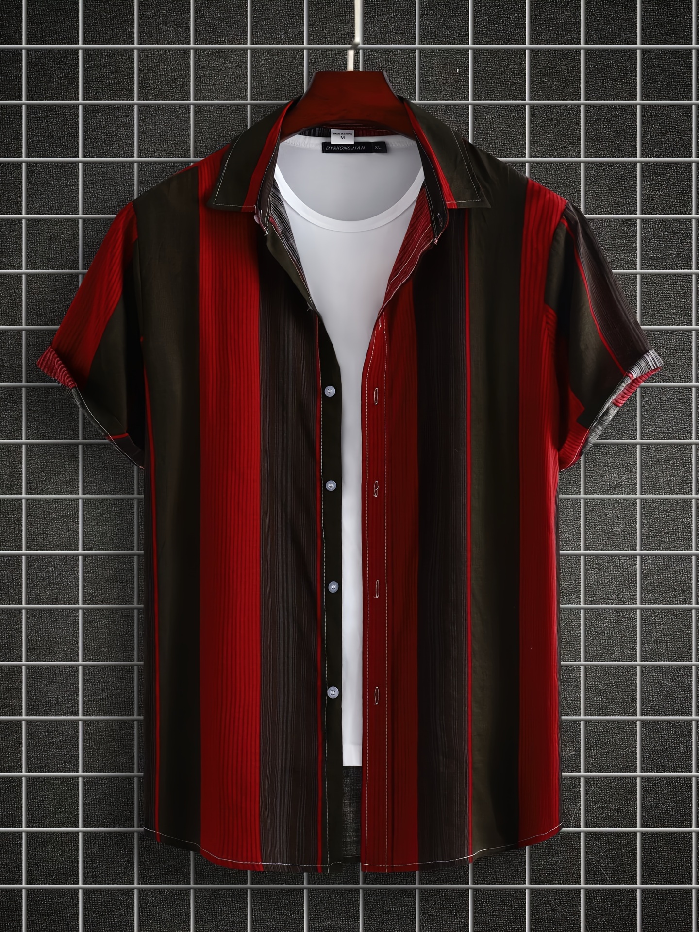 Camisa de rayas rojas y blancas de manga corta para hombre -  México