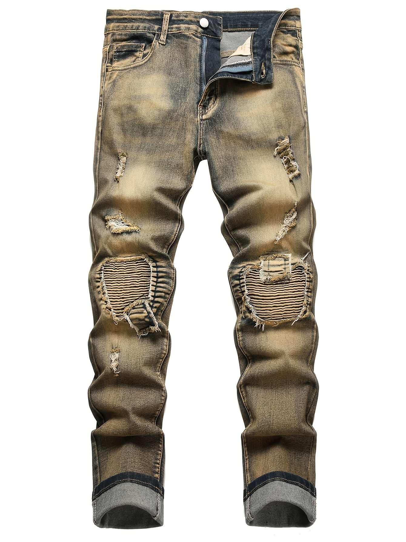 Toppe Jeans Da Uomo Dettaglio Biker Fit Jeans Denim Uomo Slim Moto Uomo  Vintage Distressed L230911 Da 30,09 €