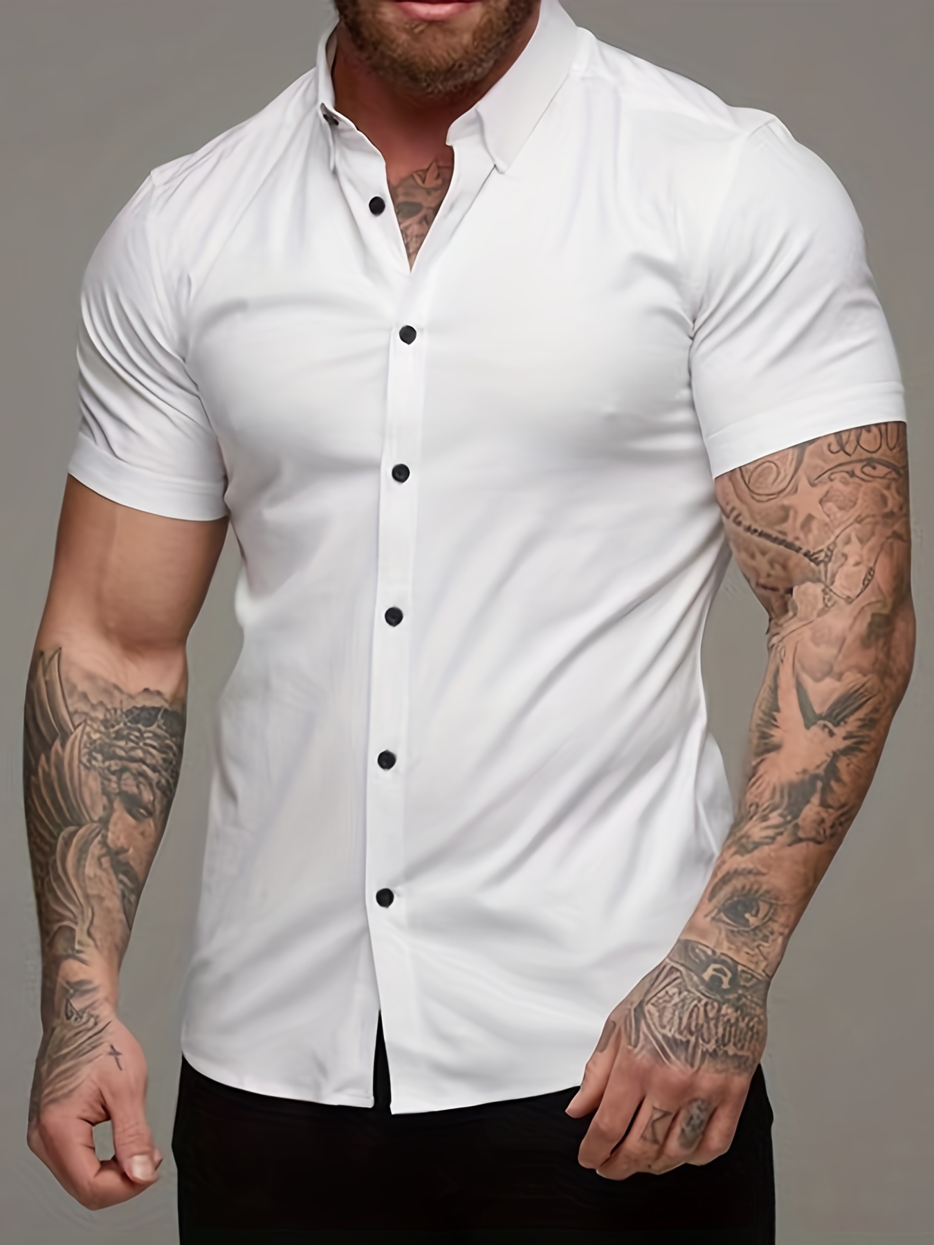 Camiseta De Algodón De Manga Corta Para Hombres Camisa Ajustada Elegante  Verano