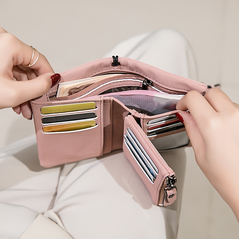 Billetera simple cuadrada para mujer, billetera pequeña con hebilla corta,  monedero pequeño, monedero para mujer, tarjetero de embrague, bolsa de