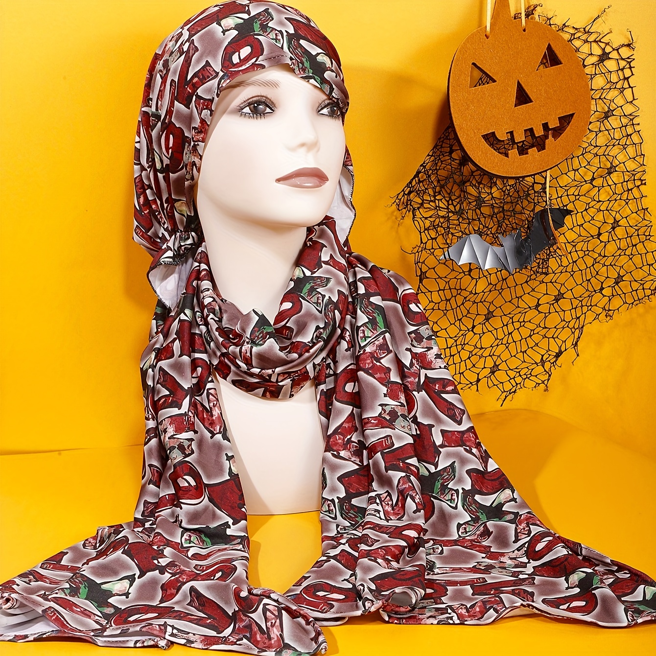 Womens Halloween Scarf Winter Print Button Soft Wrap Casual Warm Scarves  Shawls Head Scarf for Hair at  Women's Clothing store
