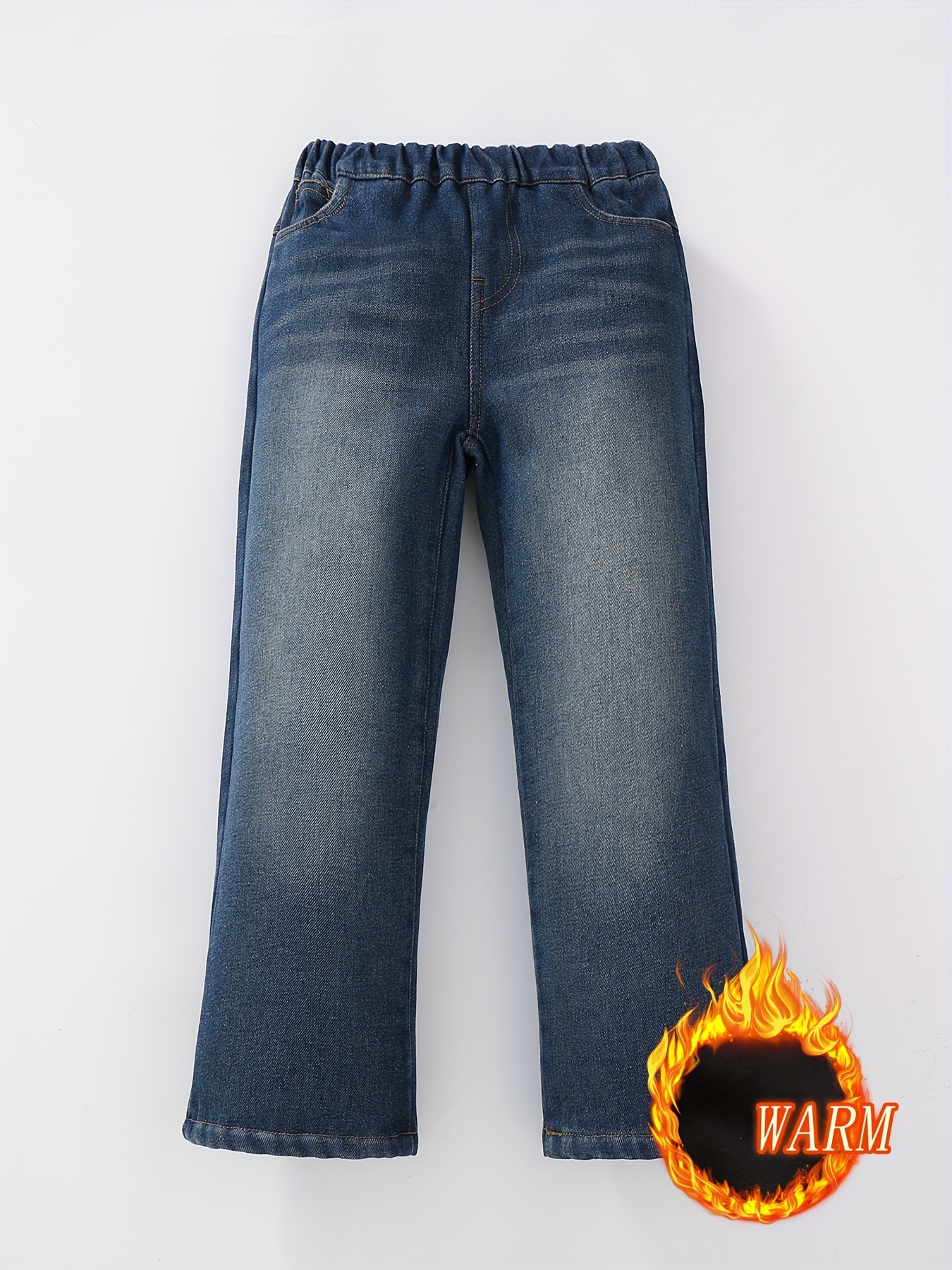 Teen Girls Jeans Wide Leg Thermal Line Denim Pants