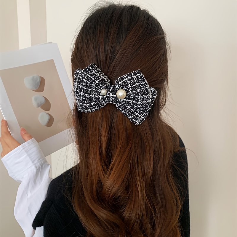 2Pcs/Set White Lace Bowknot Hair Clip, Hair Pin, Hair Barrette Duck Billed Clip Coquette Style Braided Hair Accessories,Bows,Temu