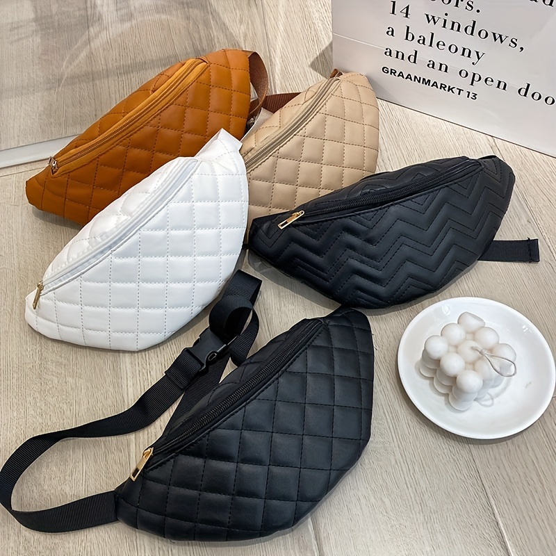 Lumento PU Leather Checkered Pack Waist Bag Fashion Sling Waistpack Belt  Bag Pouch Shoulder Bum Bag Travel Sport Portable Crossbody Satchel Bag  Black Windmill 