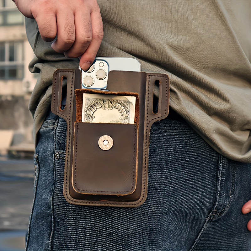 Funda con Clip para cinturón para teléfono móvil, funda con diseño de doble  bolsa para iPhone
