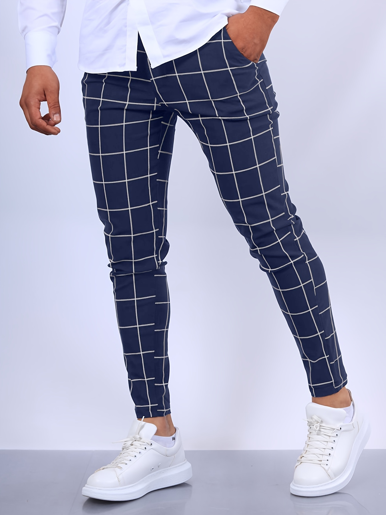 Men Plaid Pants - Temu