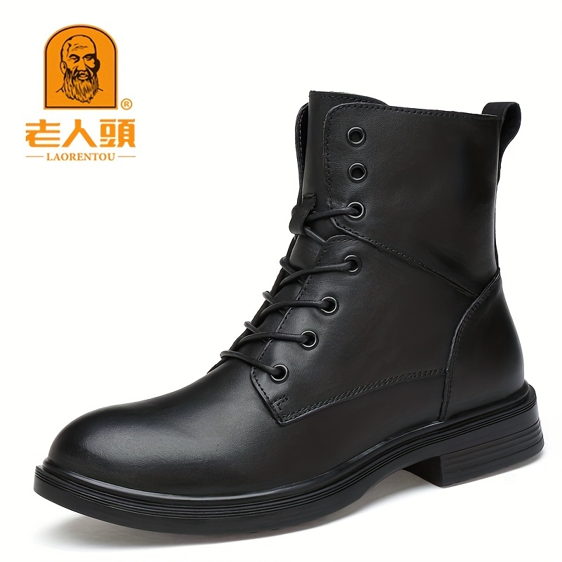 Mens leather boots hot sale no laces