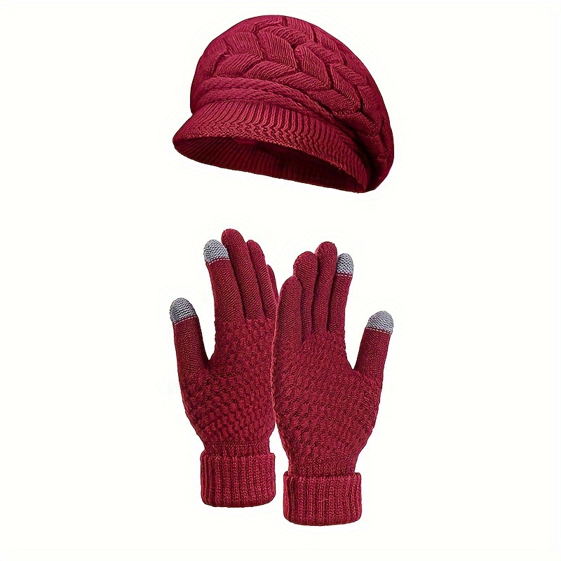 Gorros de invierno para mujer, guantes de invierno de punto suave, gorro  cálido y guantes, gorro de orejeras para mujer, gorro para mujeres y niñas