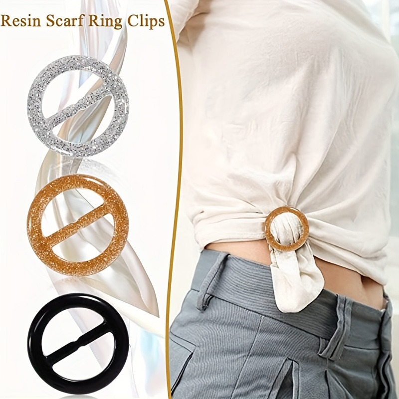 9 Colors Scarf Ring T Shirt Tie Clips for Women Silk Scarf Clip and Slides  Shirt Knot Ring Holder Sarong Buckle Decor for Hat Headband Belt