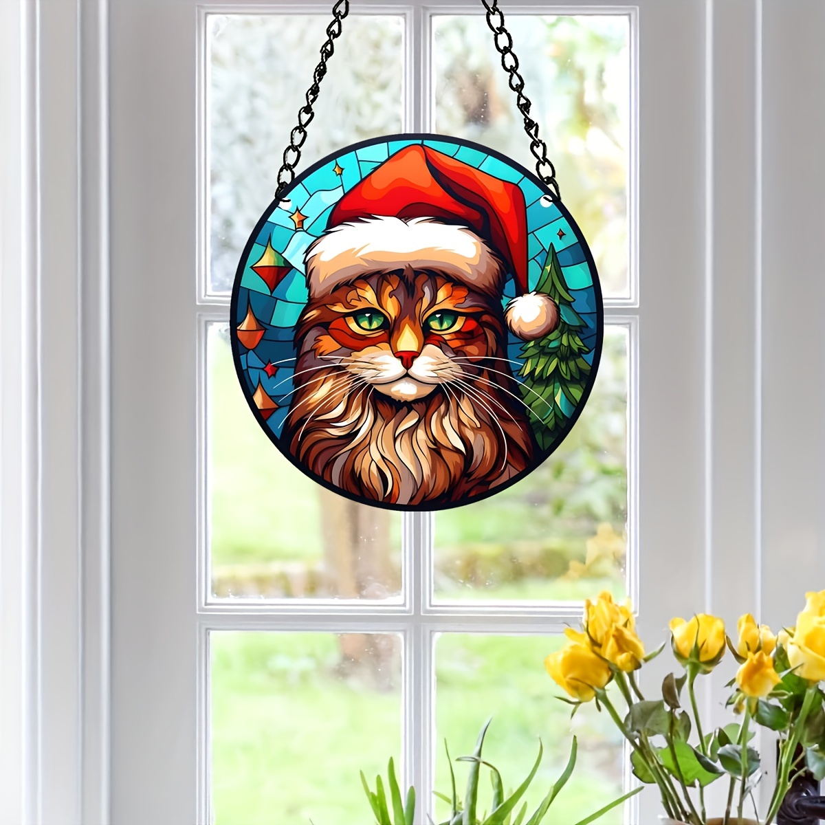 Unique Handcrafted Peeking Black Cat Stained Glass - Temu