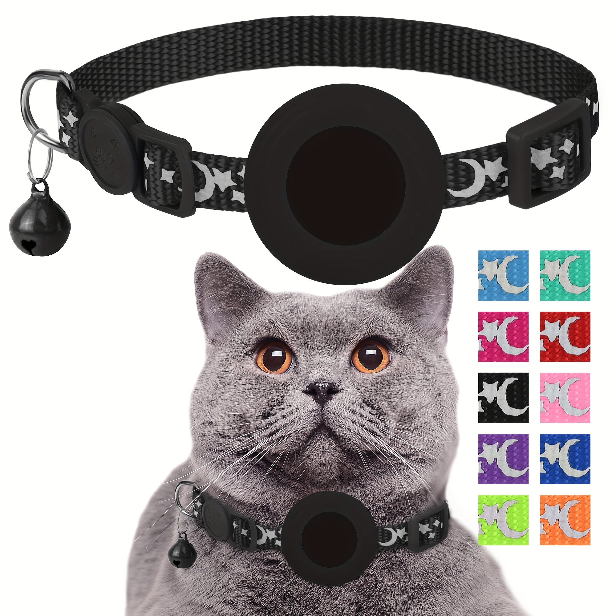  FEEYAR - Collar para gatos AirTag mejorado, collar de gato con  GPS integrado con soporte para AirTag y campana [negro], banda elástica de  seguridad, collares de gato para niñas, niños, gatos