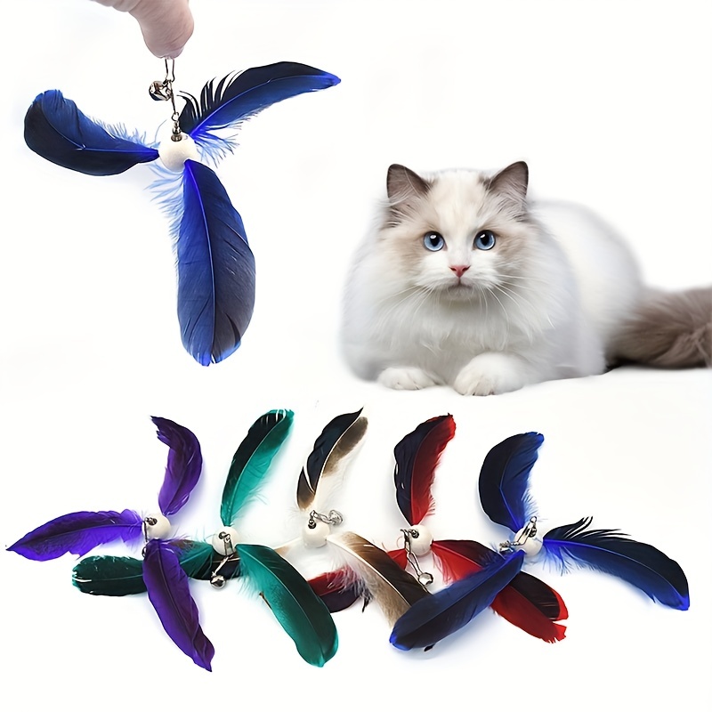 1pc Multicolored Wooden Interactive Cat Wand With Feather, Bell, Mouse Toys,  Relieving Boredom And Entertaining Cat (random Color)