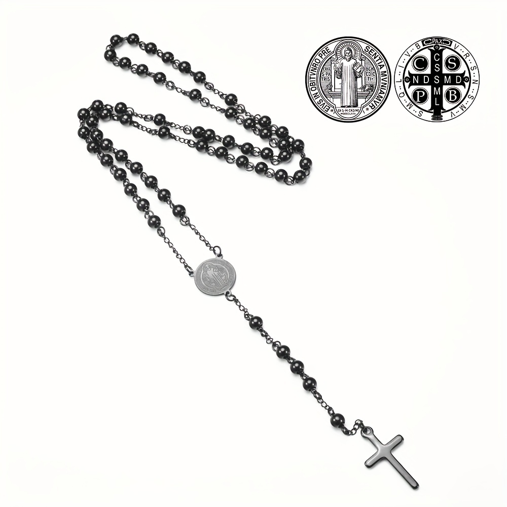 1pc 6mm Edelstahl San Judas Tadeo, Rosenkranz Katholisch Für Mann Und Frau,  Heiliger Jude Y KREUZ Halskette
