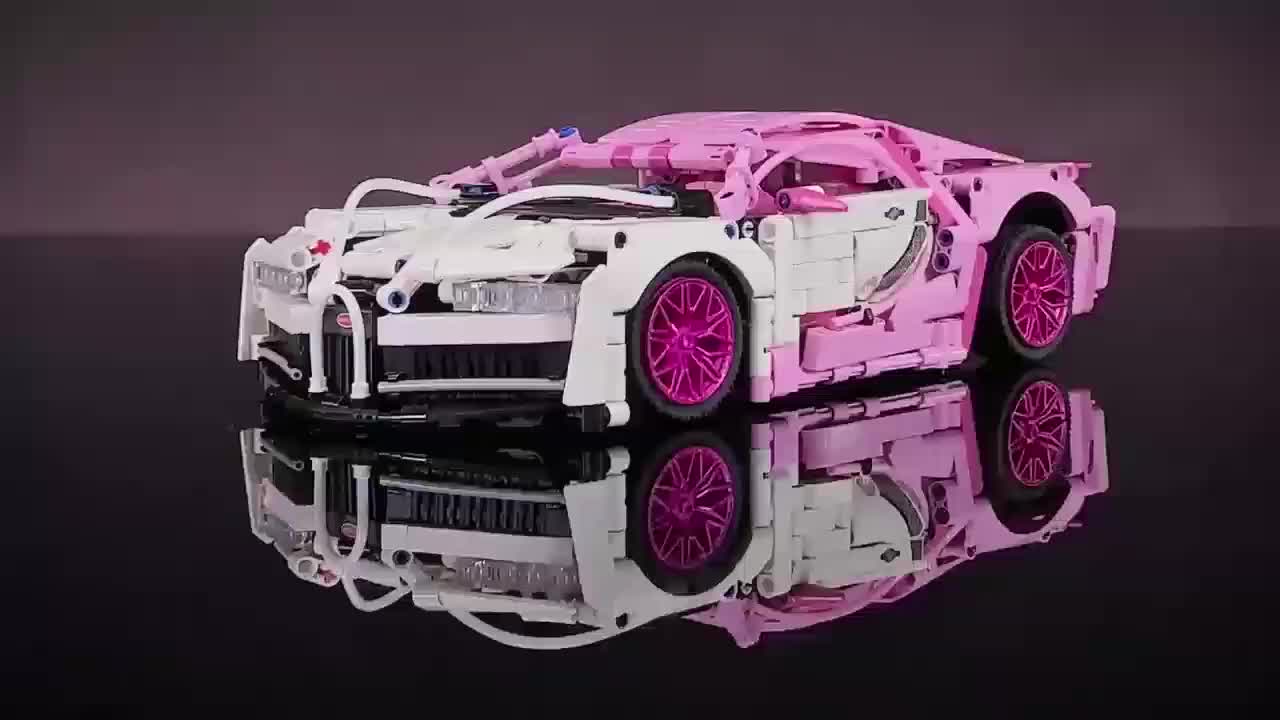 1332pcs Pink Supercar Model Kit DIY Assembly High ABS Plastic Stackable