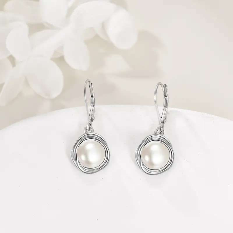 925 sterling silvery black pearl earrings french pearl spiral earrings for womens pearl jewelry Product details 4
