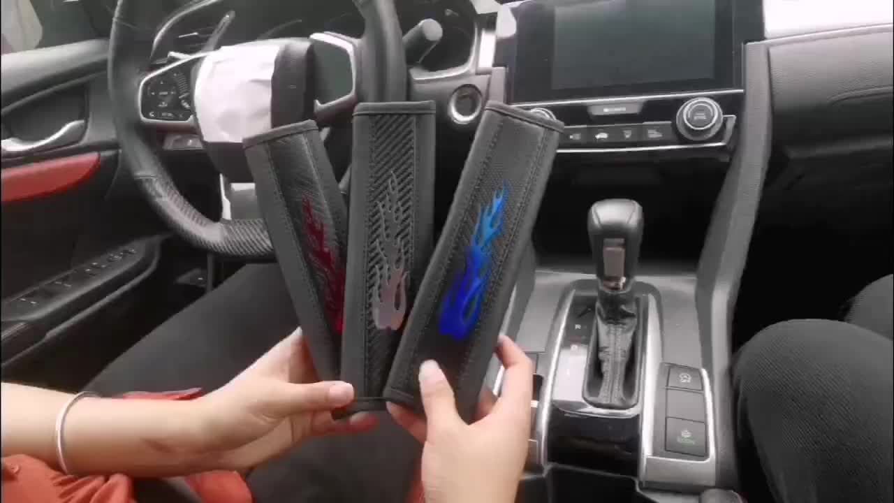 Carbon Fiber Leather Pattern Shoulder Protector Set for Car Seat Belt
