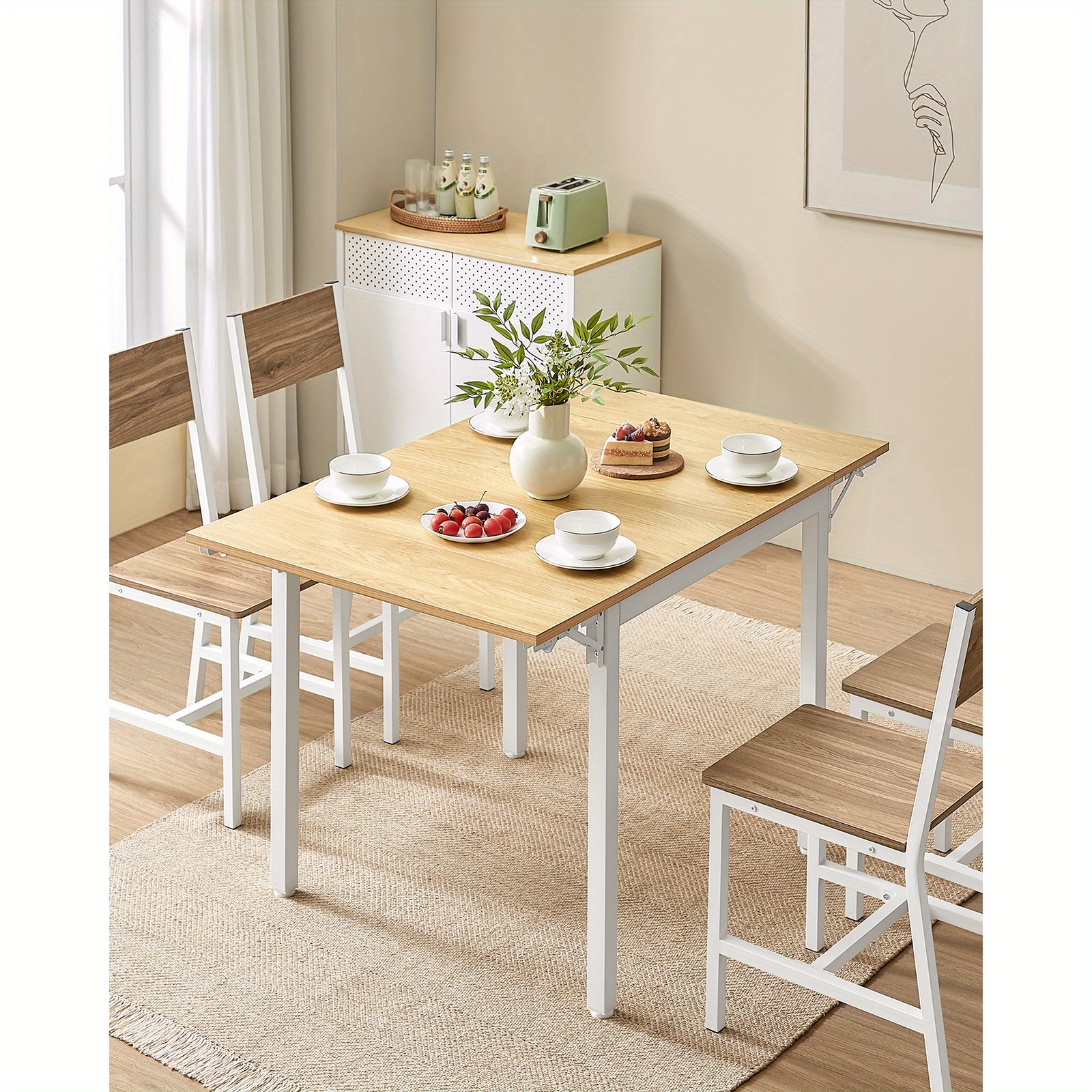 E-shop Klappbarer Esstisch mit Ausziehbarem Blatt, für Kleine Räume, Platz für 2-4 Personen, Industriestil, 78 x 120 x 76.2 cm
