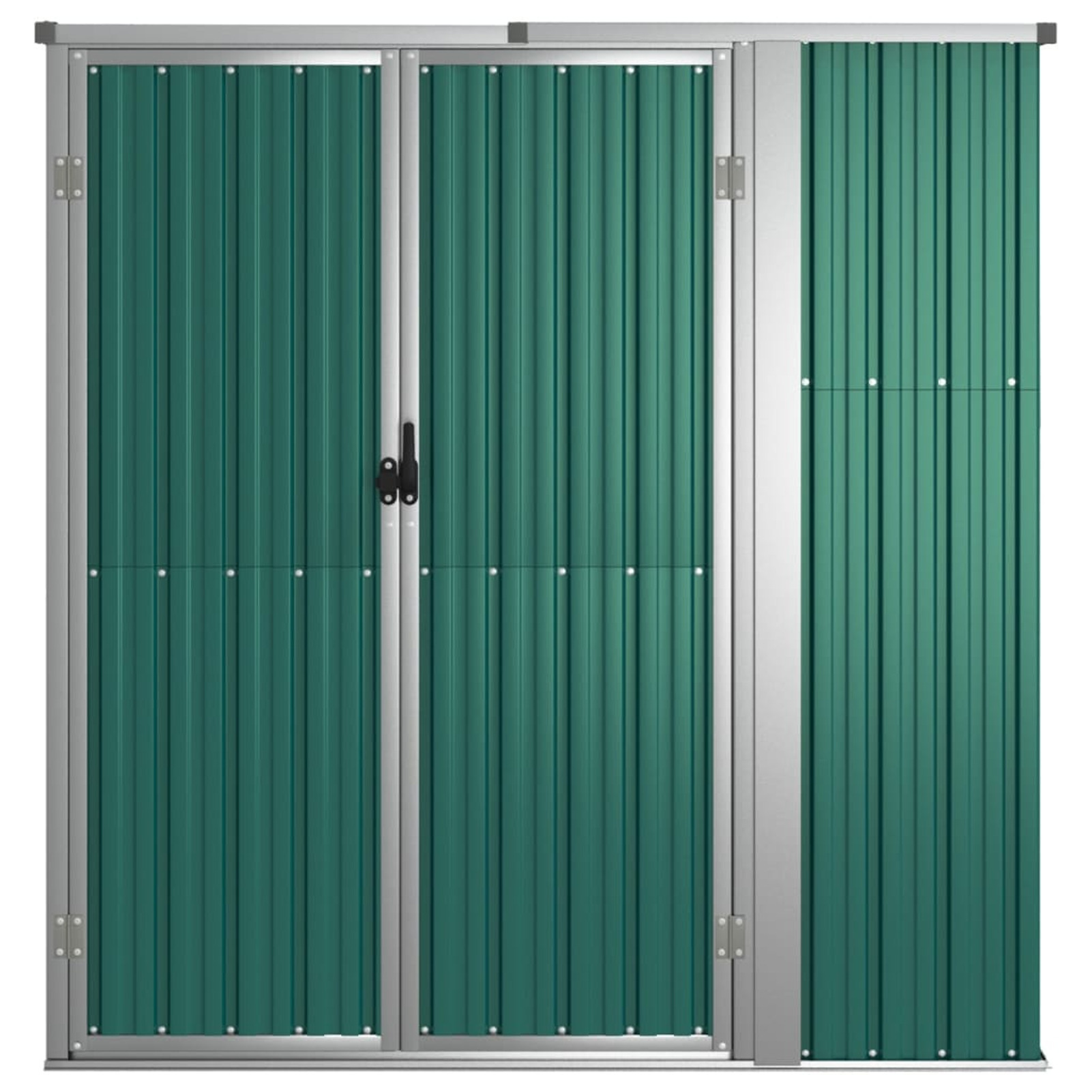 Image of Garden Tool Shed Green 161x89x161cm Galvanised Steel Outdoor Storage Shed Garden Storage House For Firewood Garden Tools, Lawn Care Equipment