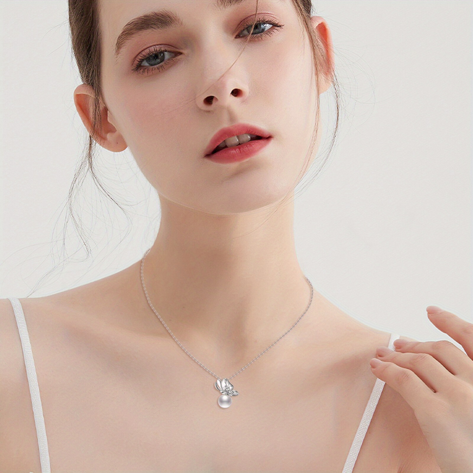 Butterfly Freshwater Pearls Necklace - Sterling Silver Butterfly Jewelry