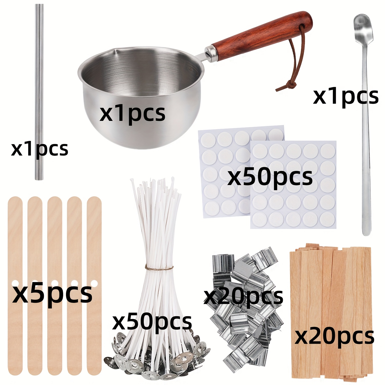 Image of Blingfun Candle Making , With Wax Melting Container, 2 Types Of Wicks, Wick, Holders, And Placement Tube, Ideal For Crafting Soy, Beeswax, And Paraffin Candles