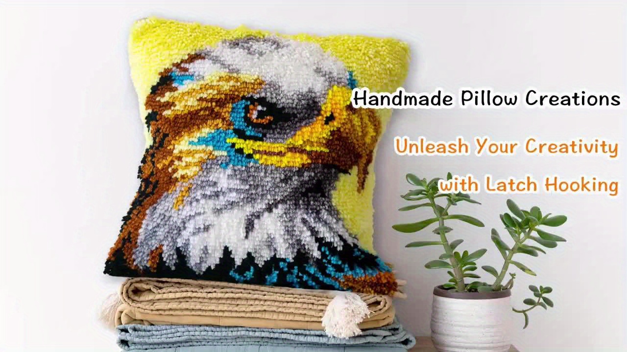 DIY Kits for Latch Hook Pillow Covers with Printed Patterns