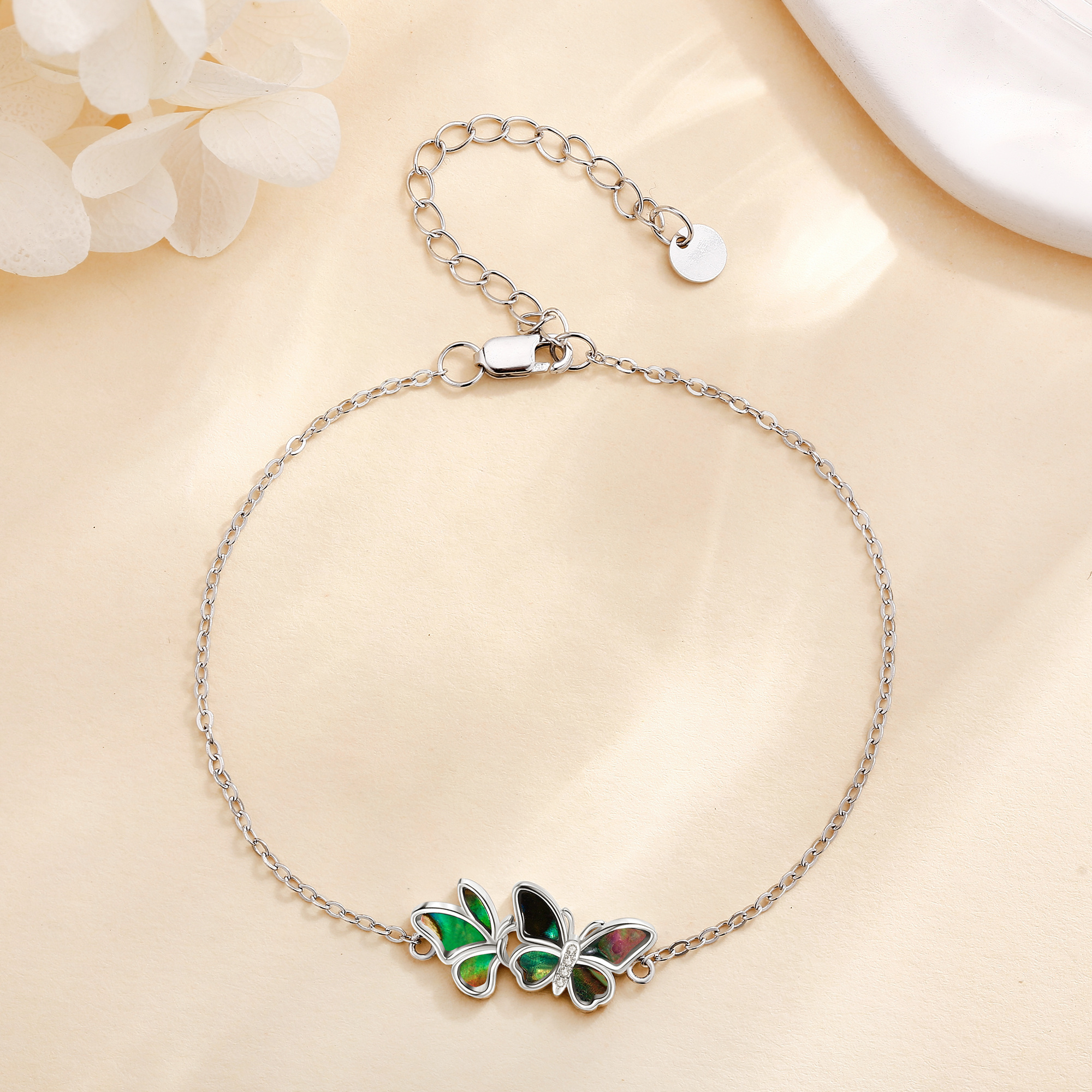 Sterling Silver Abalone Butterfly Bracelet for Women
