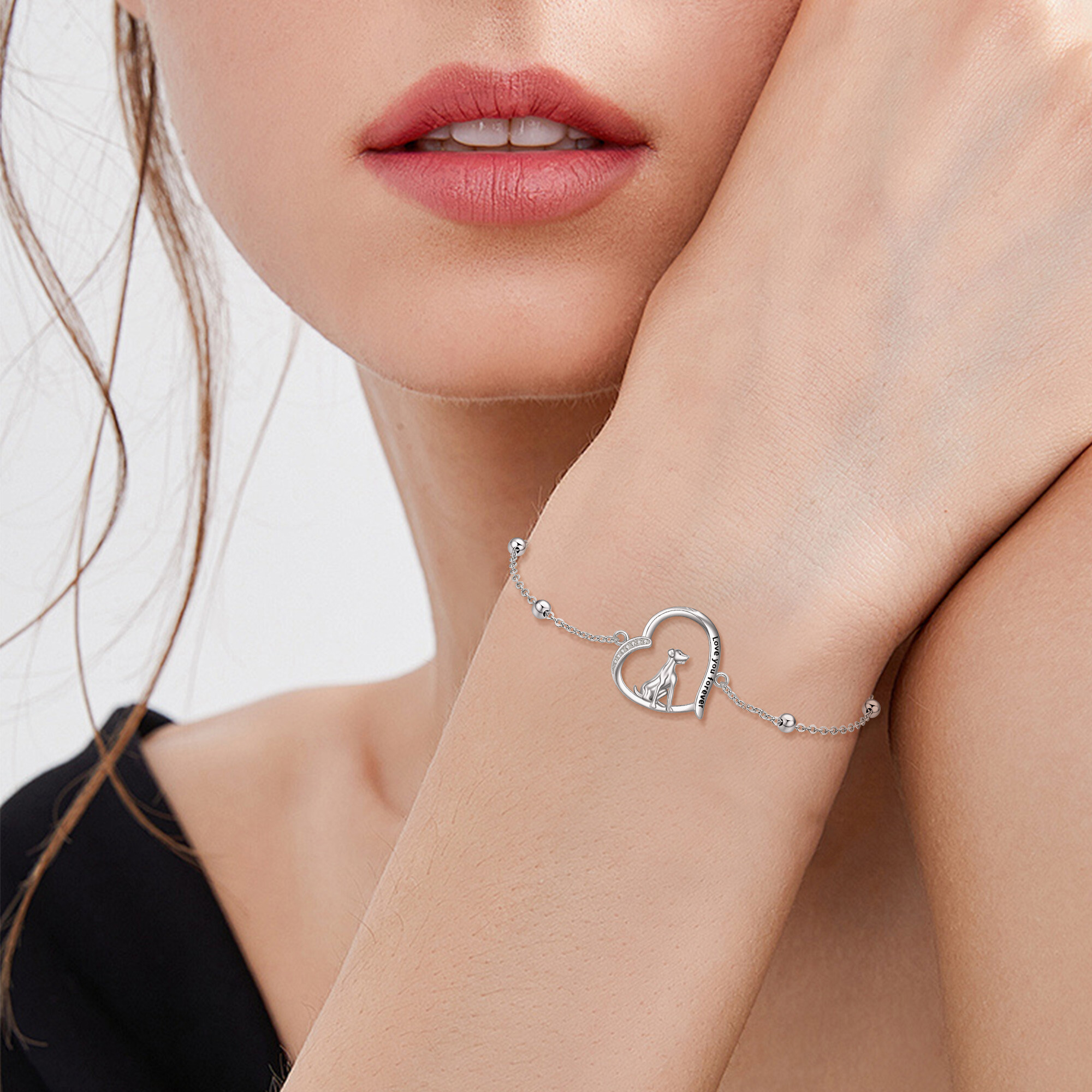 Women's 925 Sterling Silver Great Dane Dog Bracelet