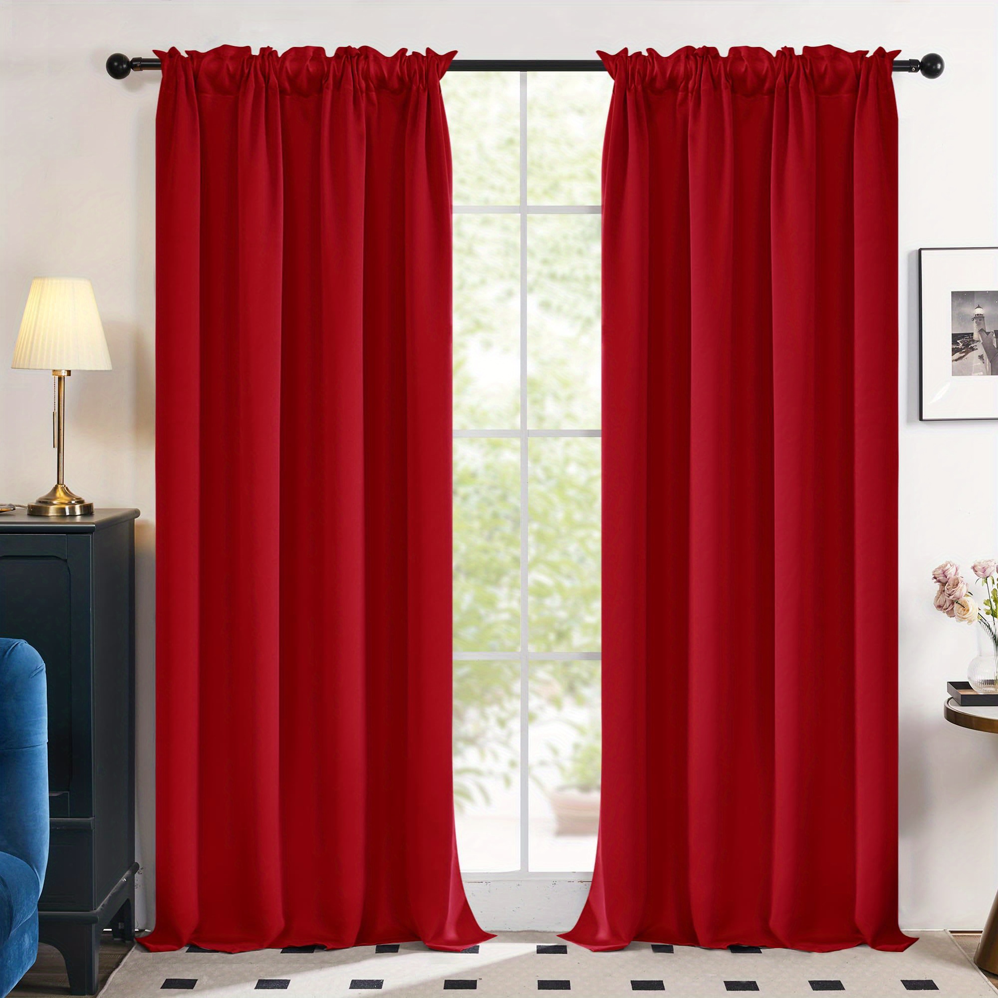 red curtains sold on Temu United States