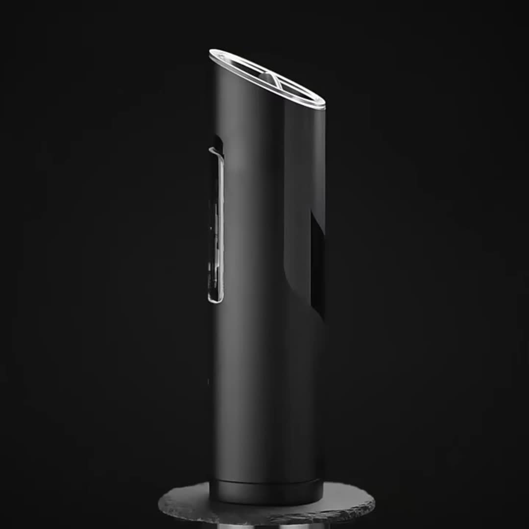 Tomeem Electric Black Salt & Pepper Grinder Set with LED Light & USB Rechargeable One Handed Operation 2 Long Black