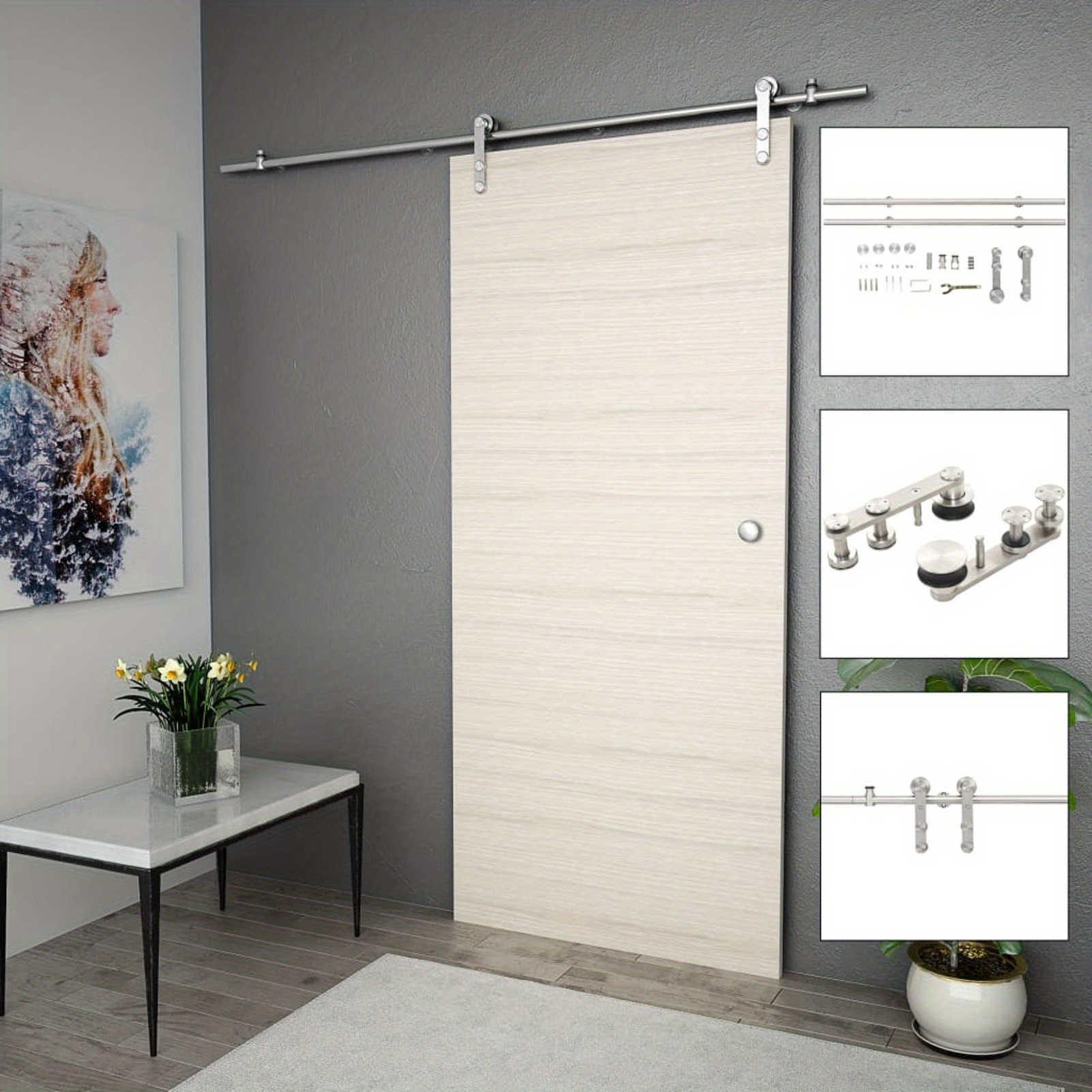 Sliding Door Hardware Kit 183 Cm Stainless
