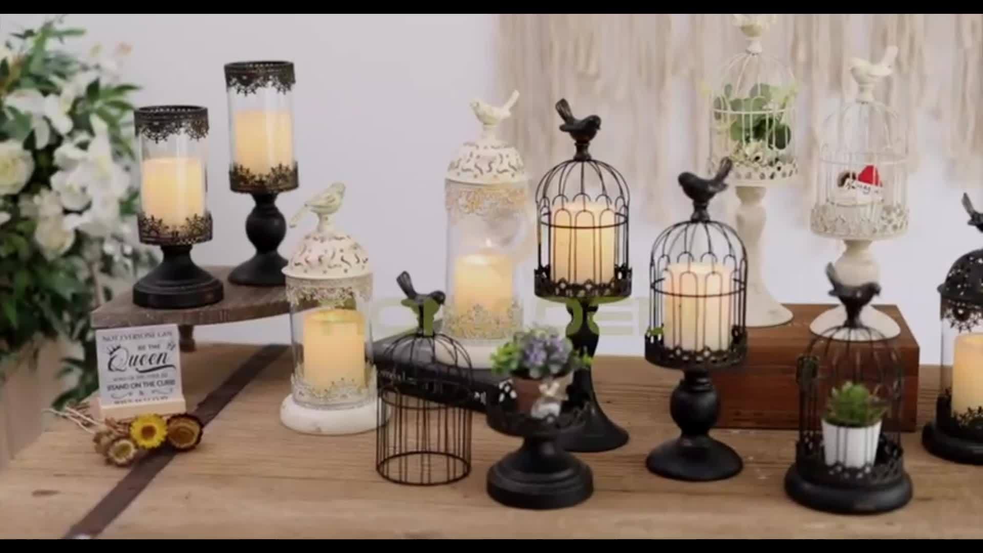 2pcs Decorative Birdcage Candle Holders for Pillar Candles