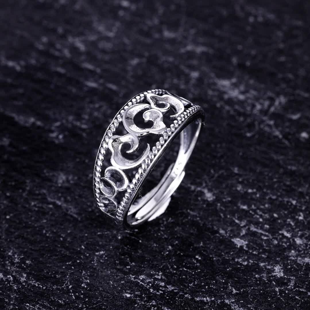 925 Silver Vintage Cloud Pattern Ring for Women
