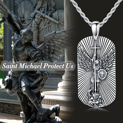 Necklace Archangel Pendant Necklace Sterling Silvery Jewelry Gifts for Men