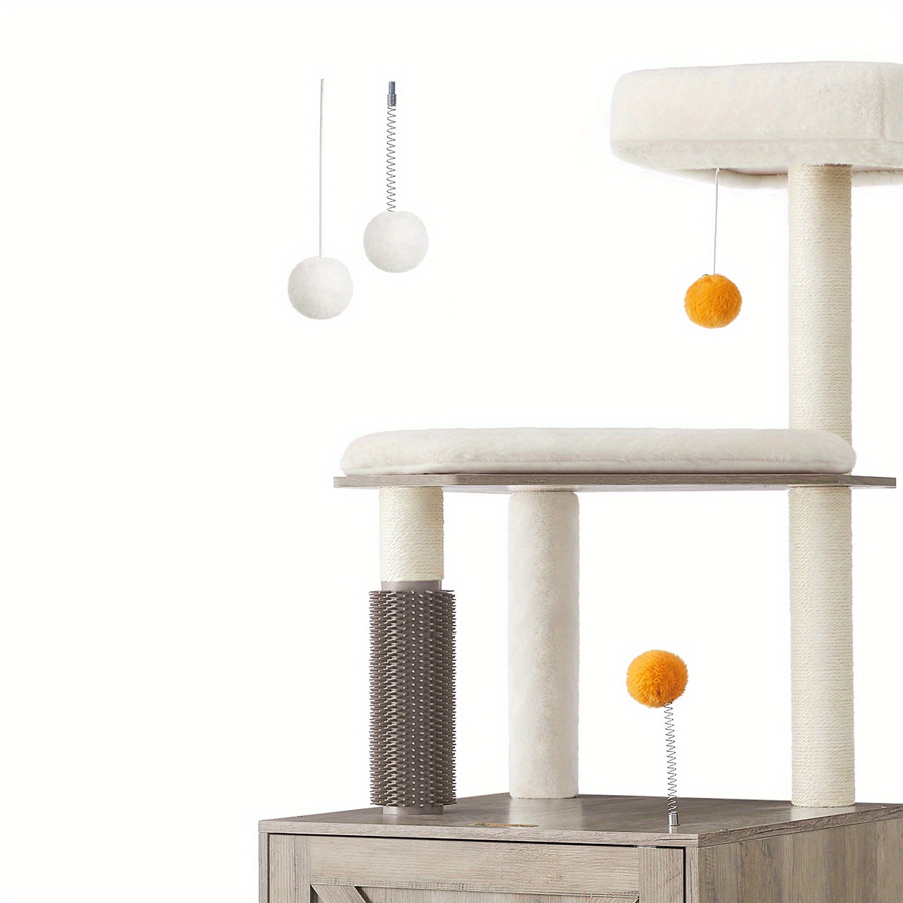 TEMU Arbre à chat avec enclos pour bac à litière, condo pour chat de 52,8 pouces avec soigneuse automatique, griffoirs, tour pour chat moderne 2-en-1