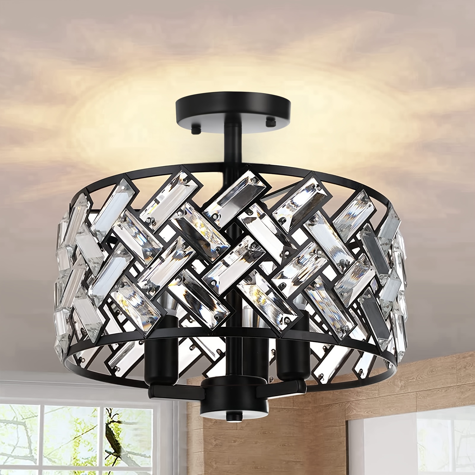 Lámpara de techo LED de acrílico de 6/8 cabezales, lámpara de techo  regulable de 3 colores con control remoto, moderna lámpara de iluminación  LED