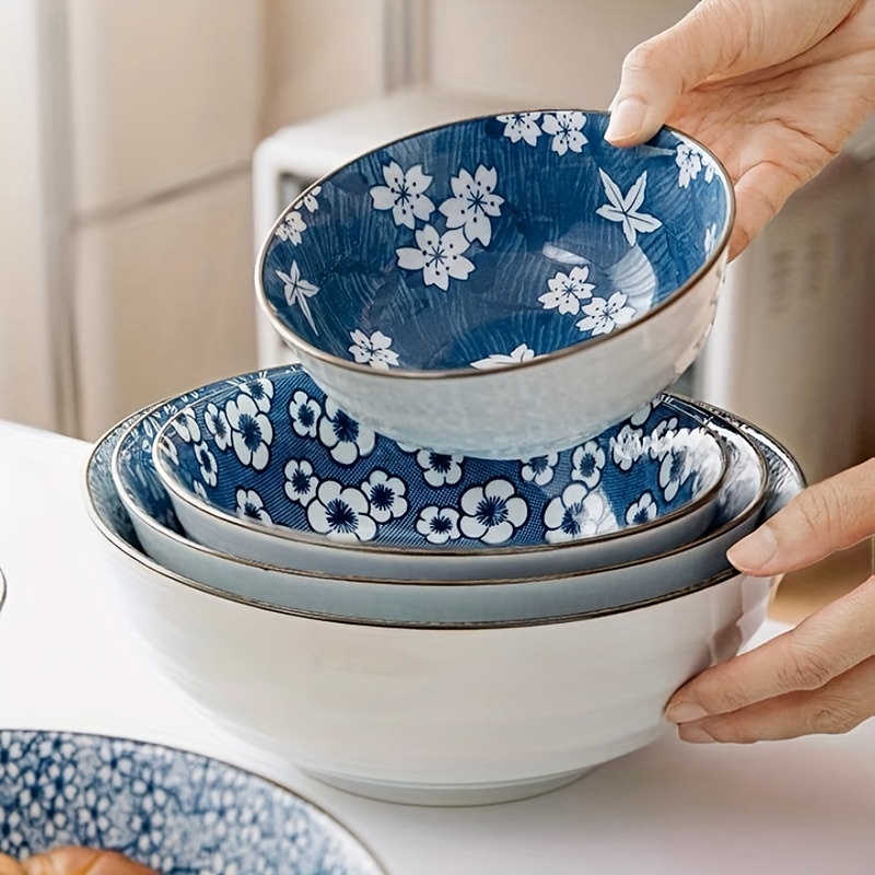 Tazón de cerámica para ramen, tazón de sopa de japoneses de 700 ml, tazón  azul múltiple con y palillos , para ramen instantáneo, Baoblaze Cuenco de  ramen de porcelana