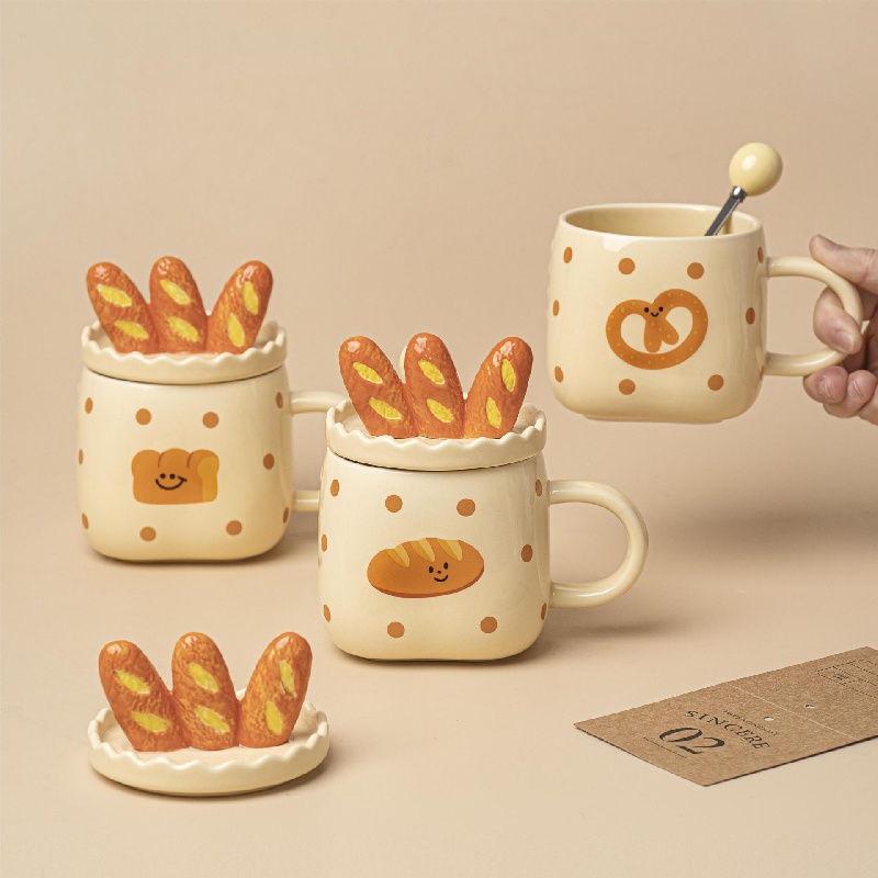 Cute Cloud Bear Tulip Orange Checkered Aesthetic Mugs