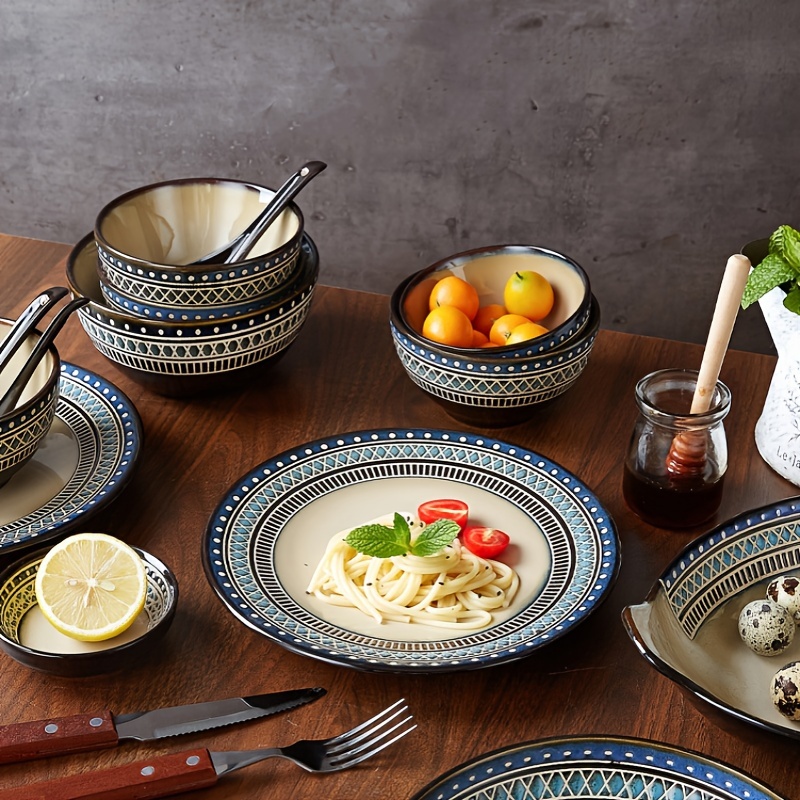 Juego de platos de cerámica de lujo nórdico, vajilla creativa para  ensalada, fruta, verdura, postre, cuenco