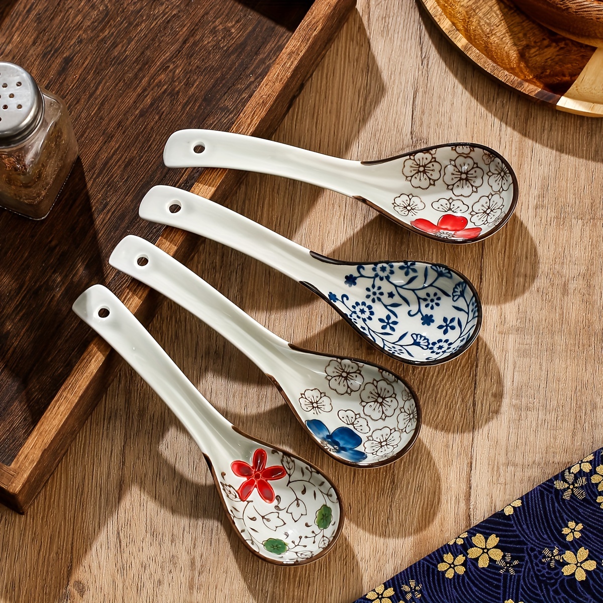 Table Dinner Spoons Chinese Retro Style Bump Texture Ceramic Spoon  Porcelain Coffee Soup Spoon Tableware Kitchen Utensils Tea Spoon Coffee  Spoon