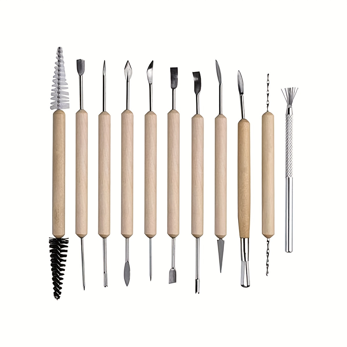 Clay Tools Pottery Sculpting Tools: 15pcs Air Dry Polymer Clay Carving Tools Set for Kids Adults - Stainless Steel Wooden Ceramic Clay Sculpting Kit