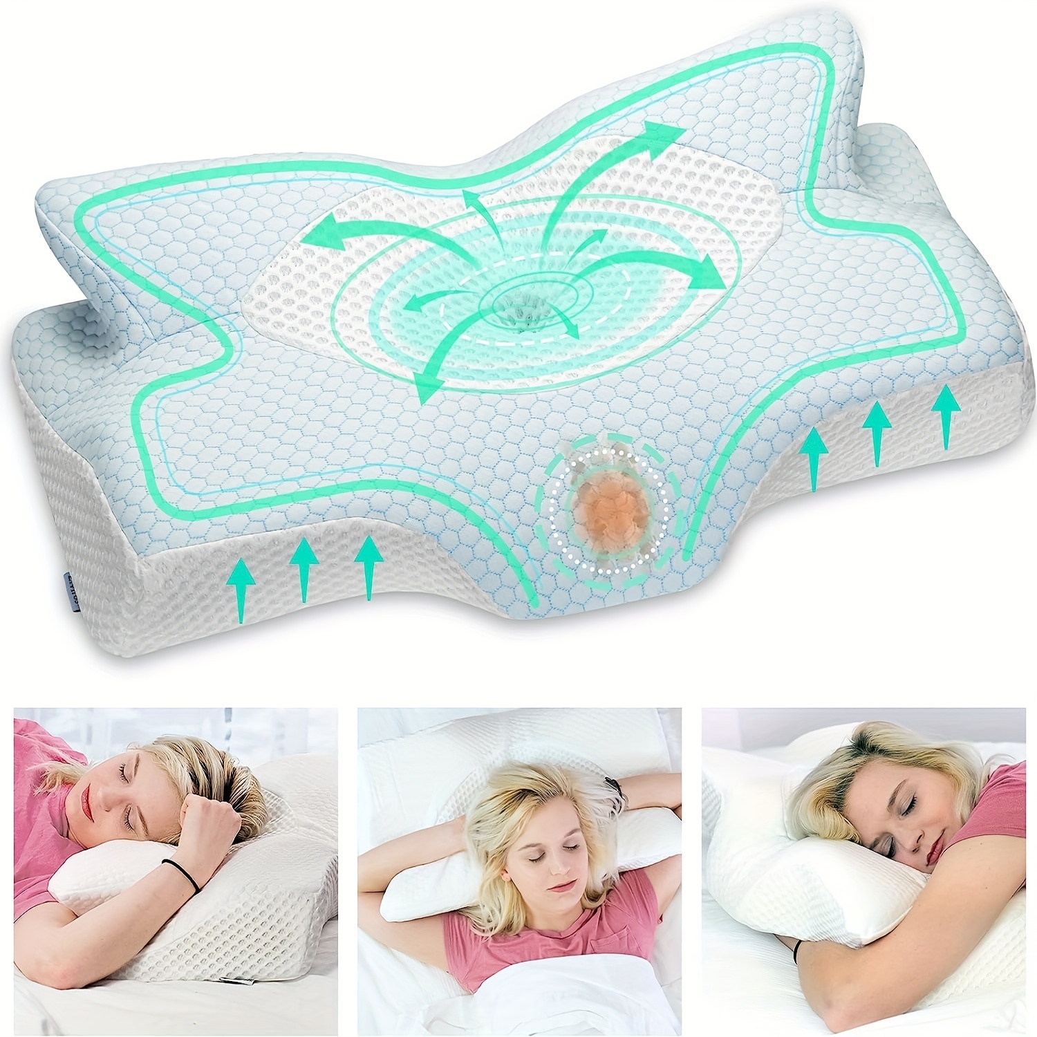 Almohada corporal para adultos para dormir de lado, almohada contorneada de  espuma viscoelástica para aliviar el dolor de cuello y hombros, funda