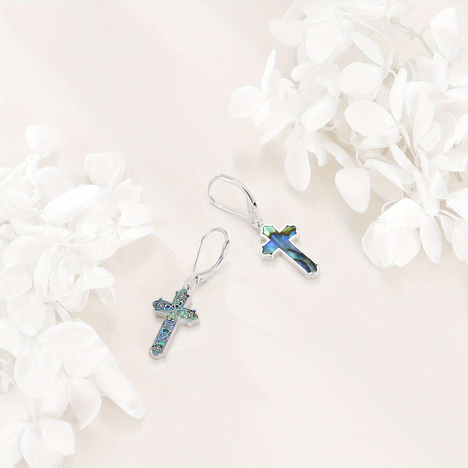 Women's Filigree Cross Dangle Earrings in 925 Sterling Silver