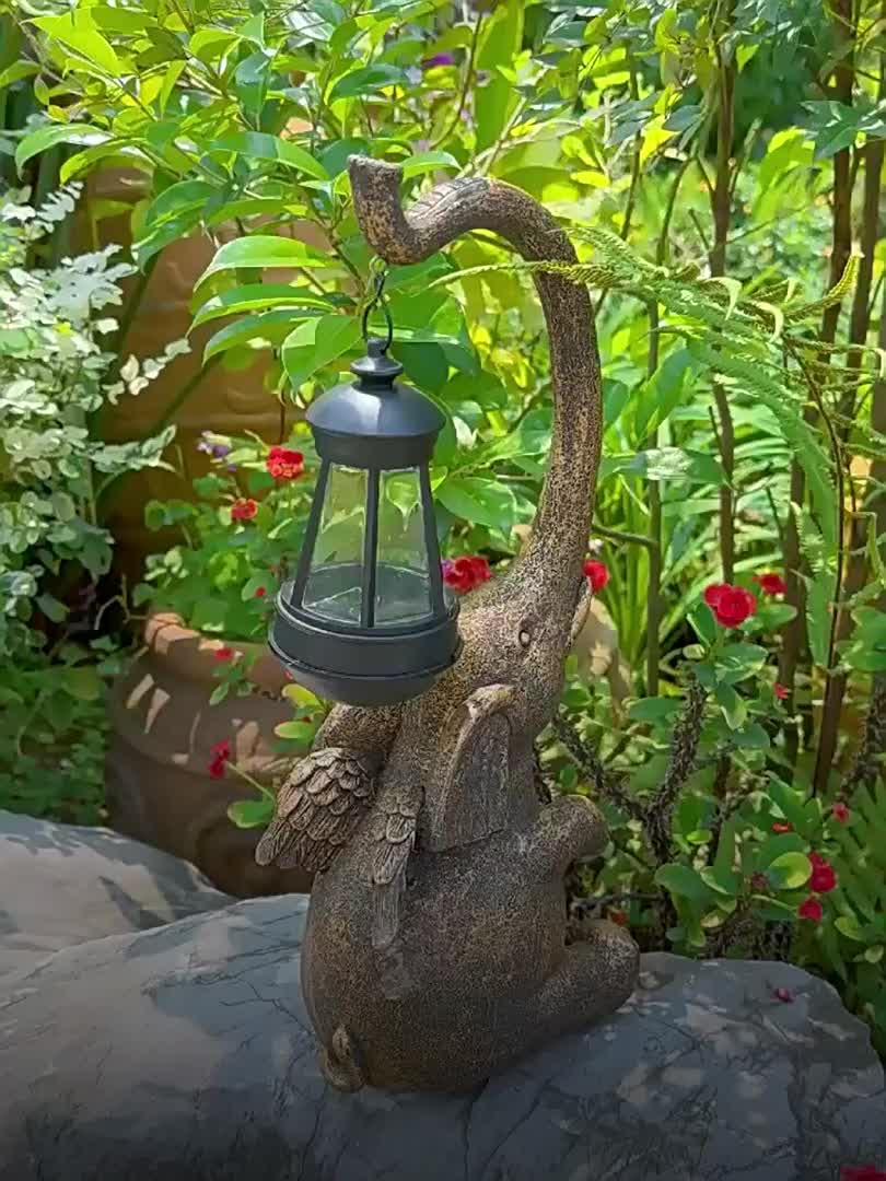 Outdoor Sculpture Figurine Statue Elephant Light Solar - Temu