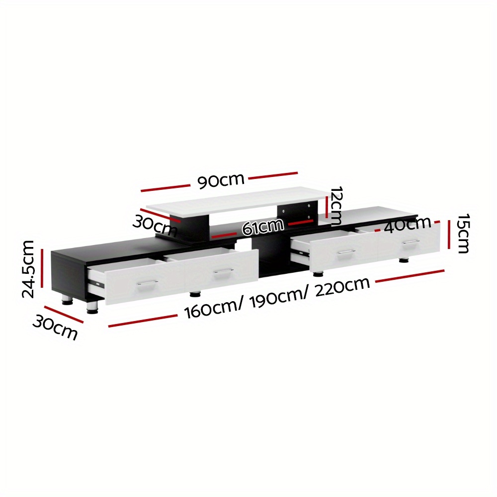   extendable tv cabinet entertainment unit 160cm to 220cm modern open storage design hardwood construction easy assembly versatile for living room or home theater   Product details 2
