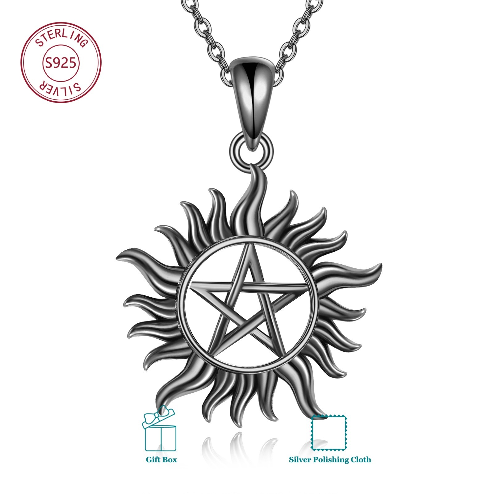 Image of 925 Sterling Silvery Supernatural Necklace For Everyday Men And Women; Birthday Gifts; Christmas Gifts; Gifts For