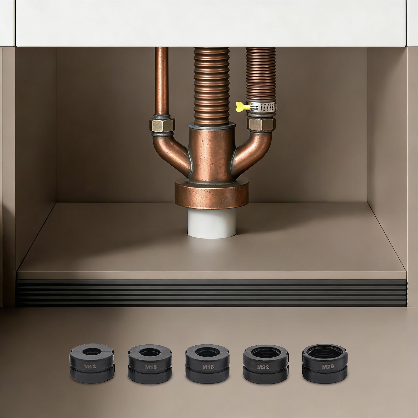 Image of 5pcs Copper Tube Crimping Dies M12 M15 M18 M22 M28, Pipe Press Jaw Set For Bridge Erection Shipbuilding Site Construction, Black Cr40 High Temperature Quenched, Pliers Not Included